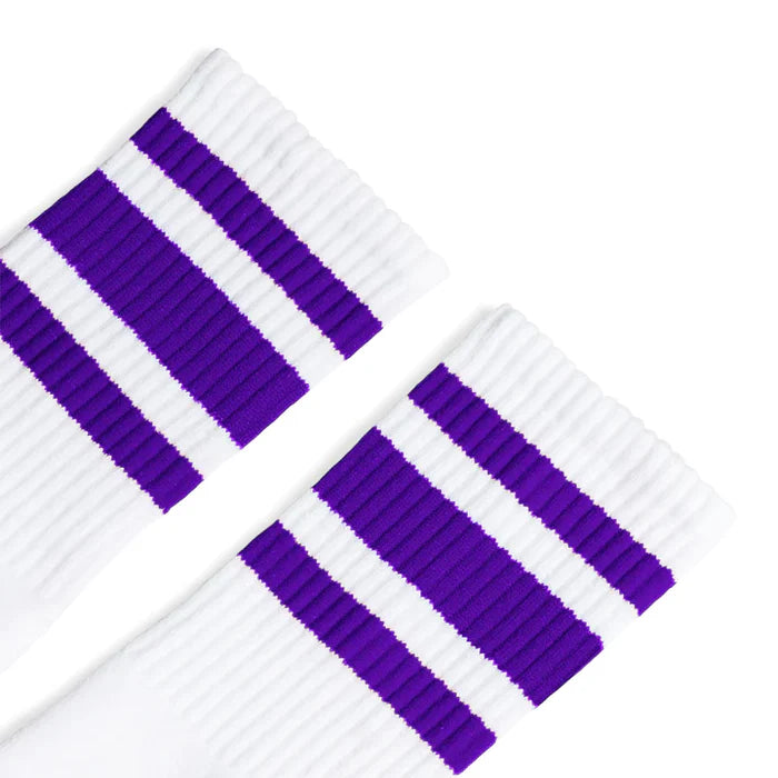 Retro SOCCO PURPLE STRIPED | WHITE MID SOCKS