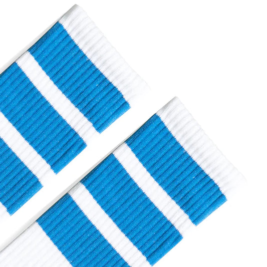 Retro SOCCO BOLD BAHAMA BLUE | WHITE KNEE HIGH SOCKS