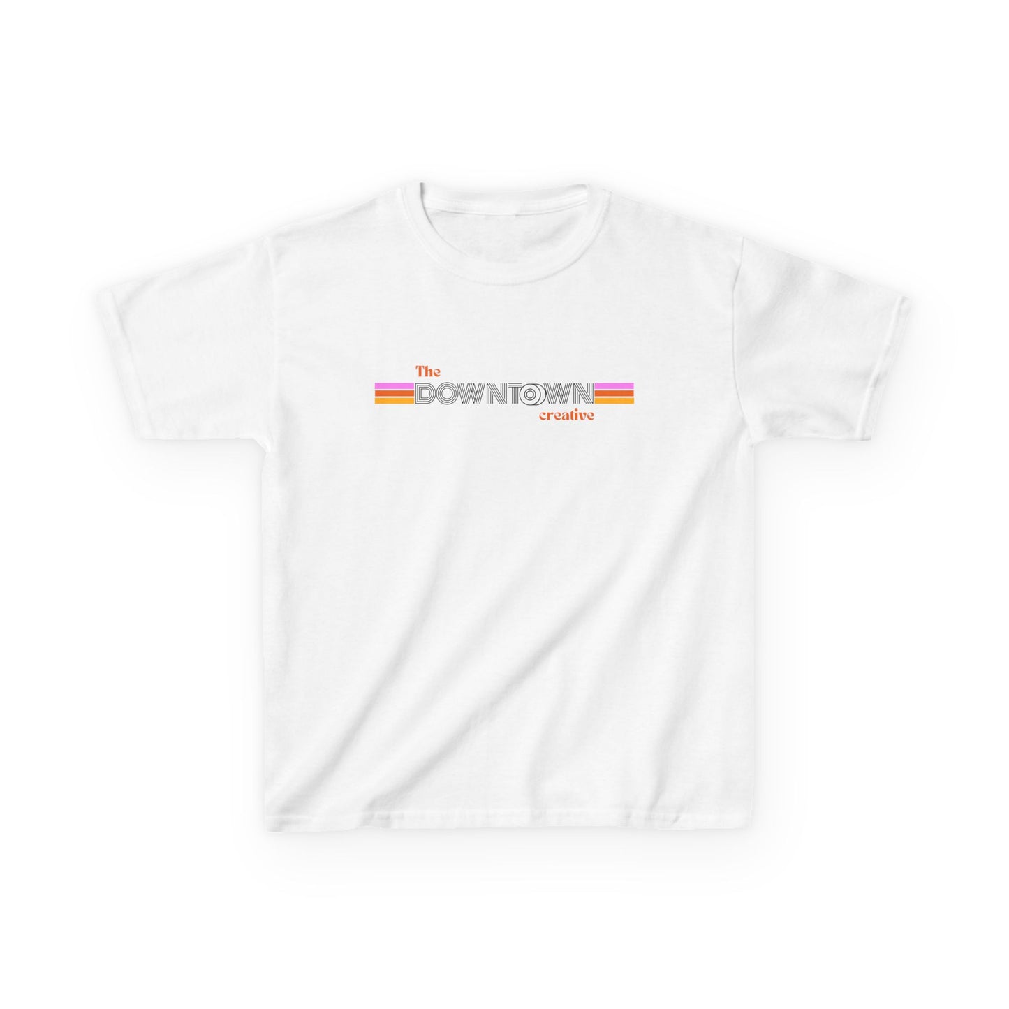 Merch - Kids T‑Shirt — 'The Downtown' Retro Stripe Logo