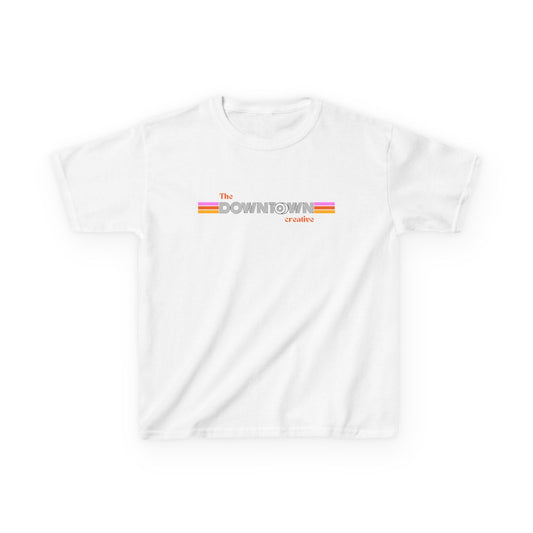 Kids T‑Shirt — 'The Downtown' Retro Stripe Logo
