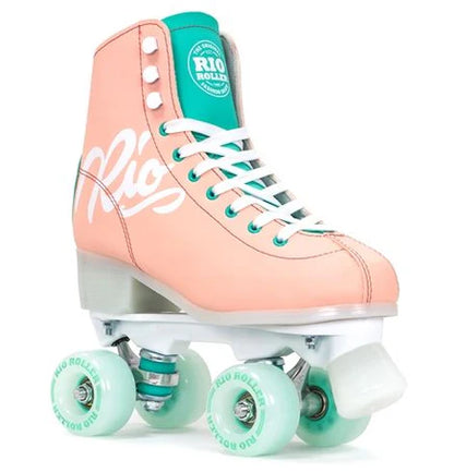 Rio Roller Script Roller Skates Peach and Turquoise