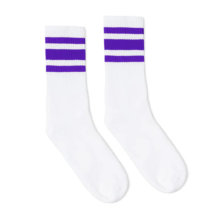 Retro SOCCO PURPLE STRIPED | WHITE MID SOCKS