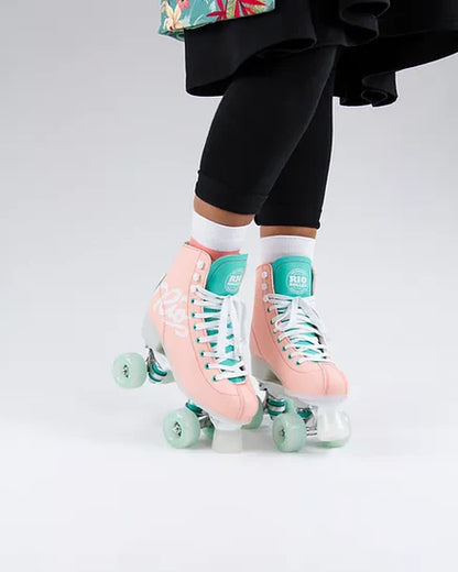 Rio Roller Script Roller Skates Peach and Turquoise
