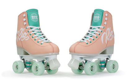 Rio Roller Script Roller Skates Peach and Turquoise
