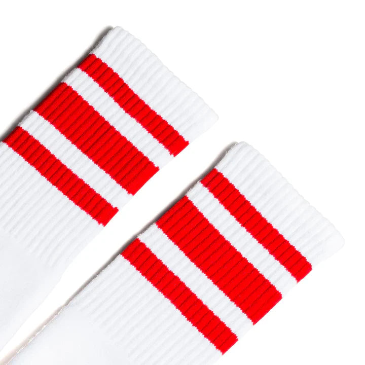 Retro SOCCO RED STRIPED | WHITE MID SOCKS