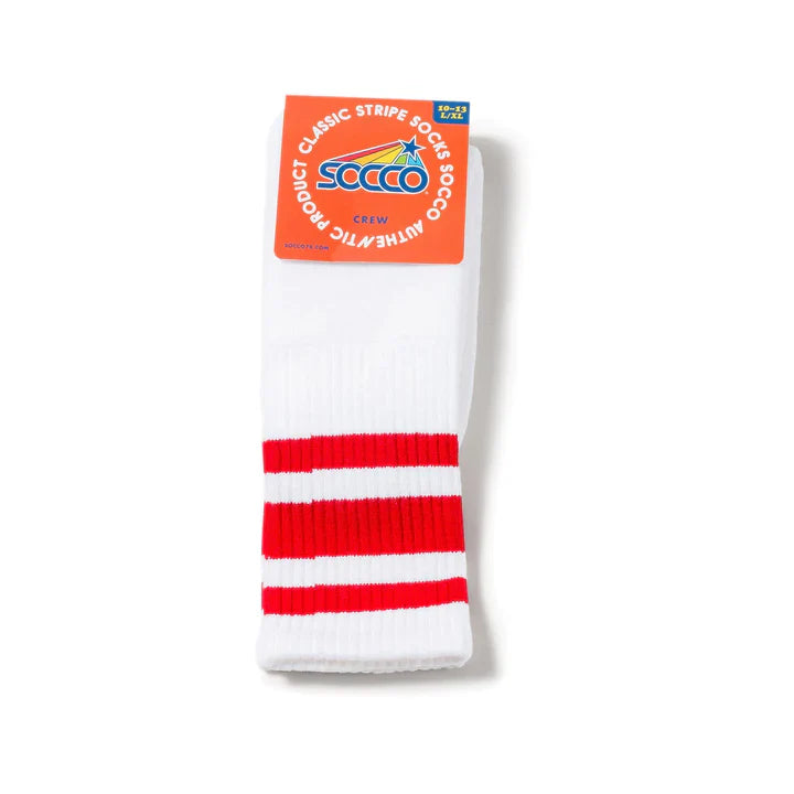 Retro SOCCO RED STRIPED | WHITE MID SOCKS