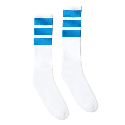 Retro SOCCO BOLD BAHAMA BLUE | WHITE KNEE HIGH SOCKS
